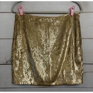 J.Crew Gold Sequin Mini Skirt H2859 Metallic High Rise Party Skirt Womens Size 8